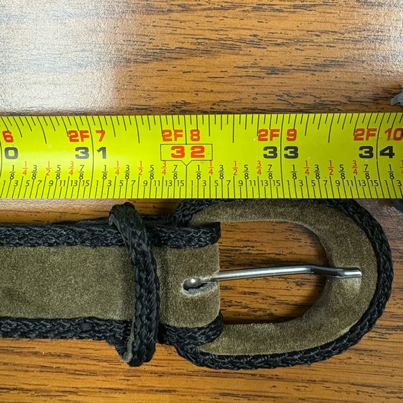 Woman’s vintage Yves Saint Laurent, YSL, Suede Belt with Black Trim, size medium